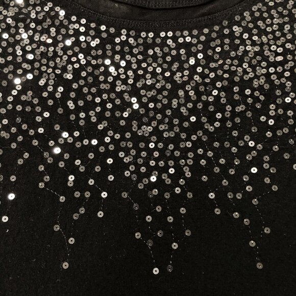 SUZY SHIER Black mesh and sequin adorned tank top SMALL MEDIUM goth rayon shirt - Picture 6 of 16